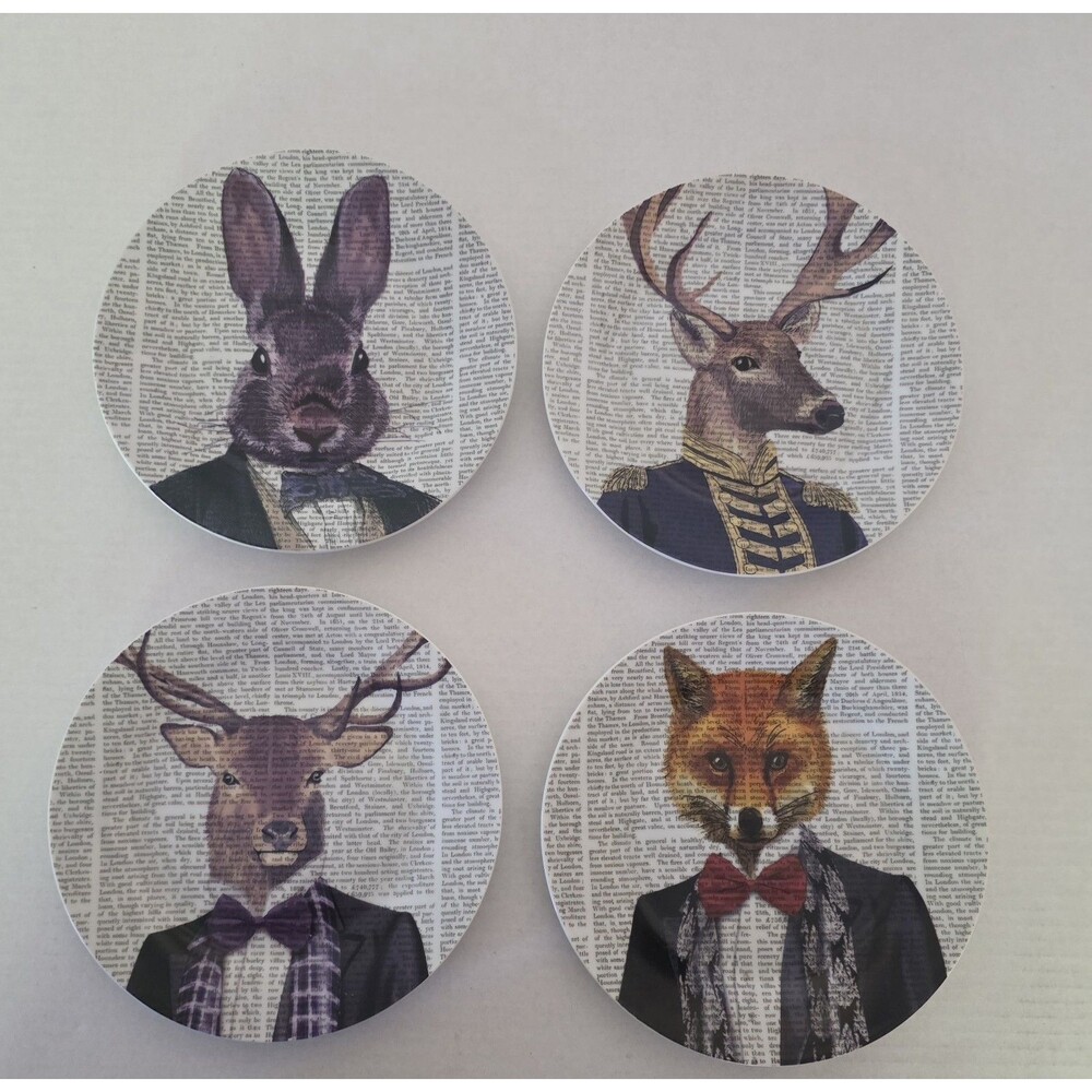 Creative Tops The English Table 8" Dressed Up Fox Rabbit & Deer Salad Plate Set
